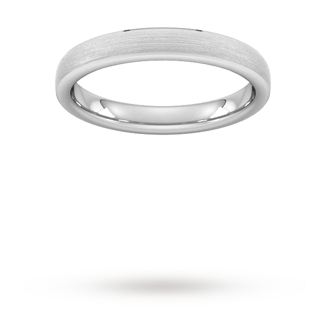 3mm Traditional Court Heavy Polished Chamfered Edges With Matt Centre Wedding Ring In 9 Carat White Gold - Ring Size W