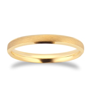 Goldsmiths 2.5mm Traditional Court Standard Polished Chamfered Edges With Matt Centre Wedding Ring In 9 Carat Yellow Gold