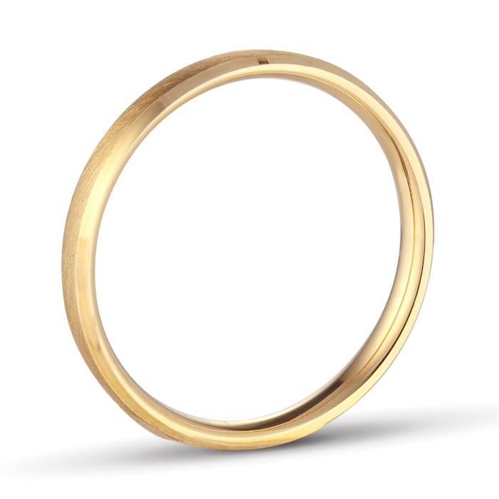 Goldsmiths 2.5mm Traditional Court Standard Polished Chamfered Edges With Matt Centre Wedding Ring In 9 Carat Yellow Gold