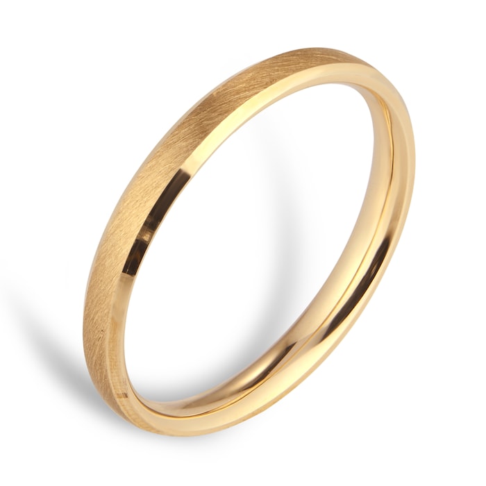 Goldsmiths 2.5mm Traditional Court Standard Polished Chamfered Edges With Matt Centre Wedding Ring In 9 Carat Yellow Gold