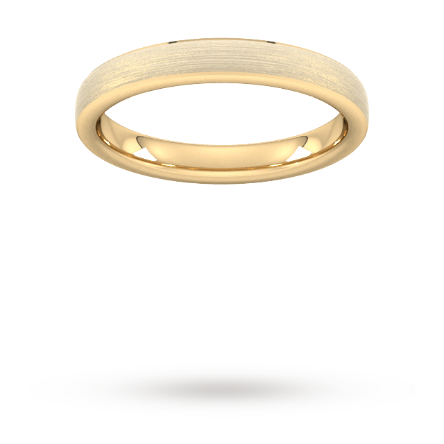 Goldsmiths 3mm Traditional Court Standard Polished Chamfered Edges With Matt Centre Wedding Ring In 9 Carat Yellow Gold