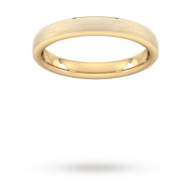 Goldsmiths 3mm Traditional Court Standard Polished Chamfered Edges With Matt Centre Wedding Ring In 9 Carat Yellow Gold - Ring Size K