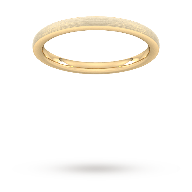 Goldsmiths 2mm Traditional Court Heavy Polished Chamfered Edges With Matt Centre Wedding Ring In 9 Carat Yellow Gold - Ring Size K