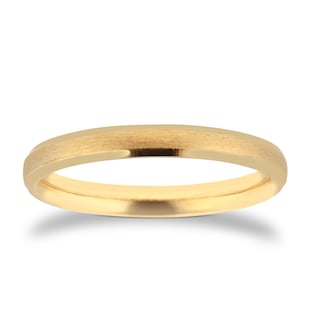 Goldsmiths 2.5mm Traditional Court Heavy Polished Chamfered Edges With Matt Centre Wedding Ring In 9 Carat Yellow Gold