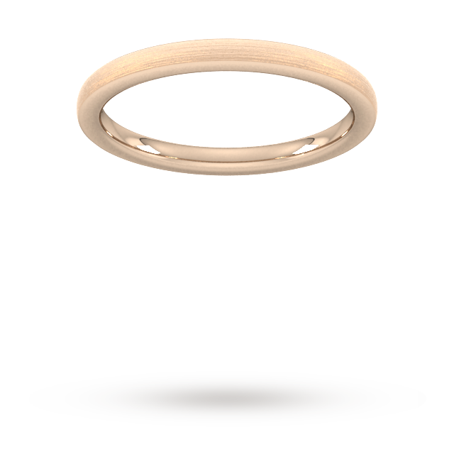 Goldsmiths 2mm Traditional Court Standard Polished Chamfered Edges With Matt Centre Wedding Ring In 9 Carat Rose Gold - Ring Size K