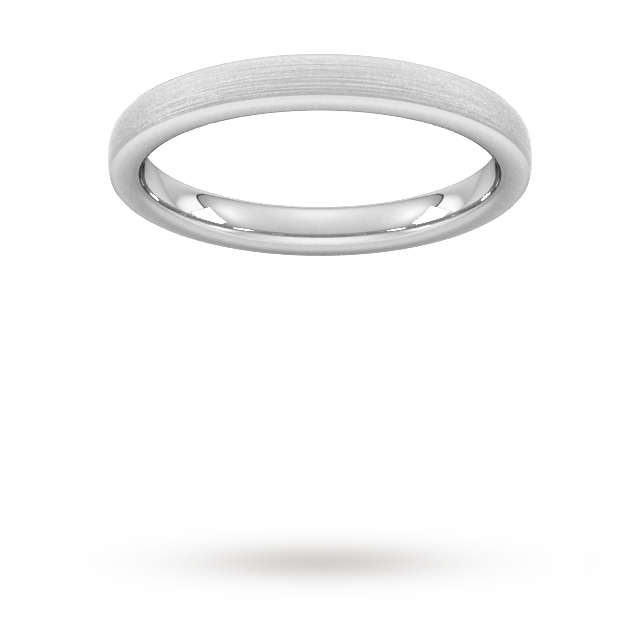 Goldsmiths 2.5mm Traditional Court Standard Polished Chamfered Edges With Matt Centre Wedding Ring In 18 Carat White Gold - Ring Size J