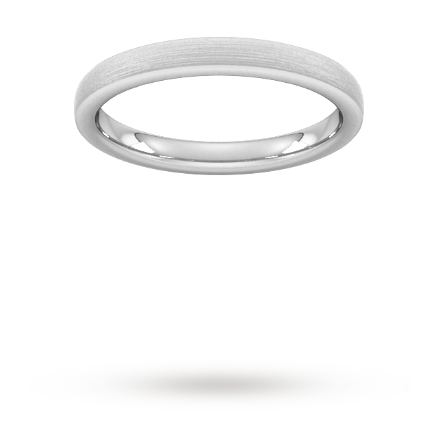 Goldsmiths 2.5mm Traditional Court Standard Polished Chamfered Edges With Matt Centre Wedding Ring In 18 Carat White Gold - Ring Size H