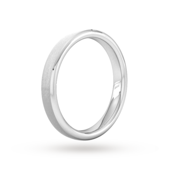 Goldsmiths 3mm Traditional Court Standard Polished Chamfered Edges With Matt Centre Wedding Ring In 18 Carat White Gold