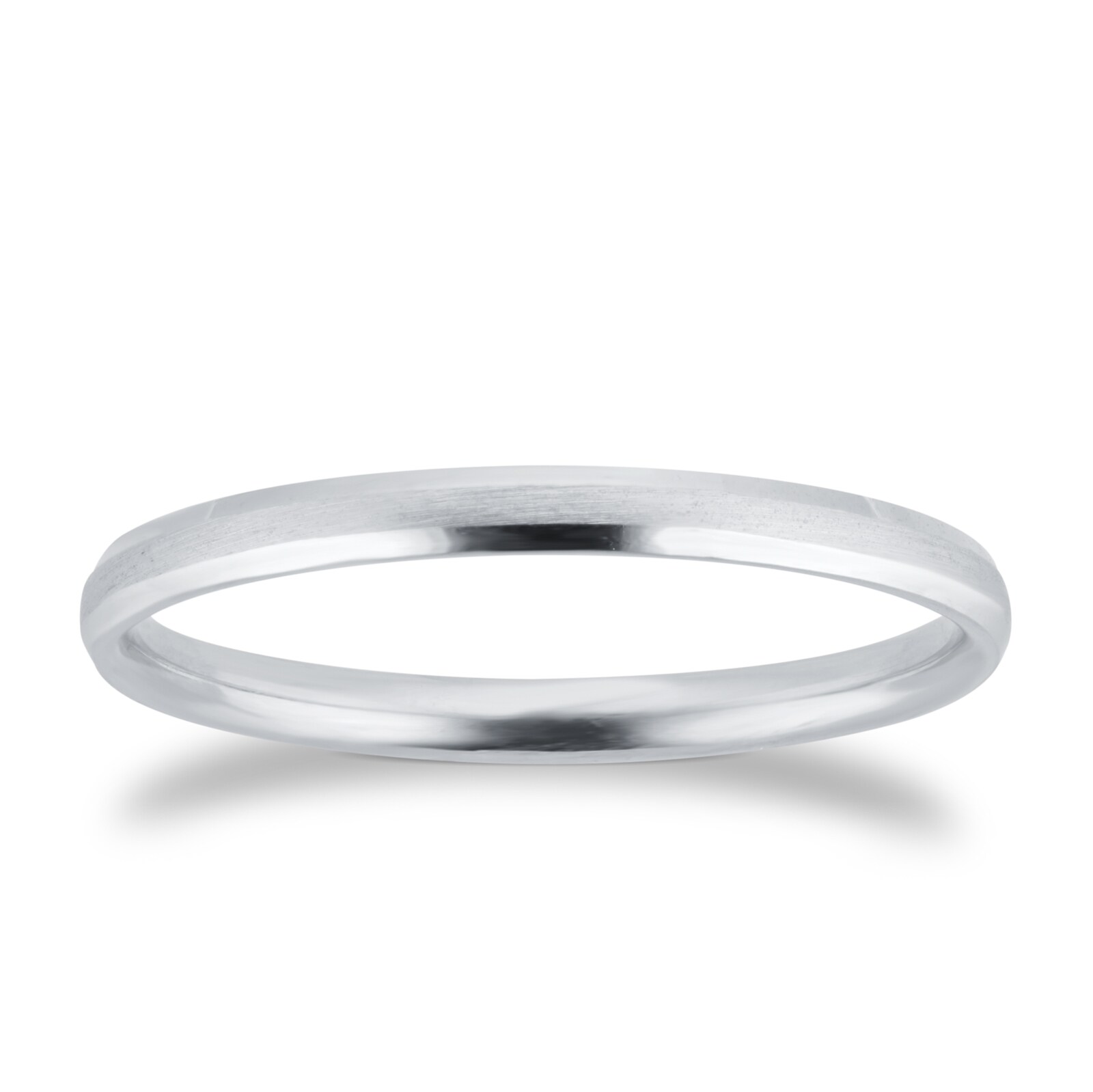 Goldsmiths 2mm Traditional Court Standard Polished Chamfered Edges With Matt Centre Wedding Ring In Platinum Goldsmiths 2mm Traditional Court Standard Polished Chamfered Edges With Matt Centre Wedding Ring In Platinum