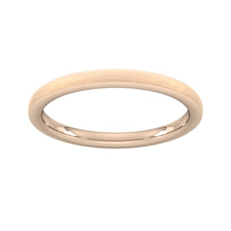 Goldsmiths 2mm D Shape Standard Polished Chamfered Edges With Matt Centre Wedding Ring In 9 Carat Rose Gold