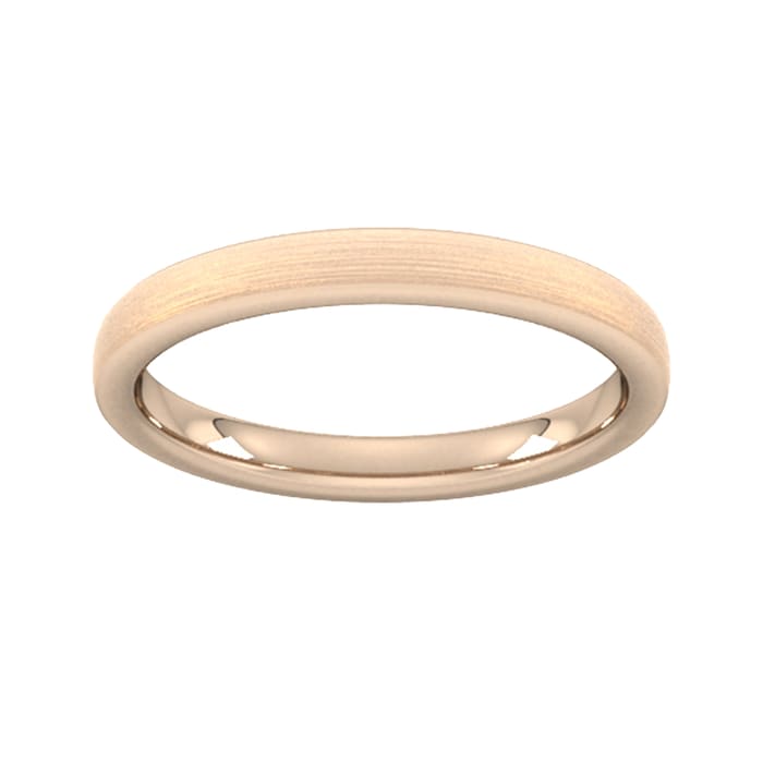 Goldsmiths 2.5mm D Shape Standard Polished Chamfered Edges With Matt Centre Wedding Ring In 9 Carat Rose Gold - Ring Size O