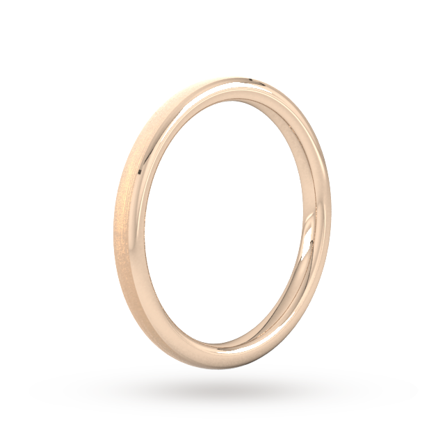 Goldsmiths 2mm D Shape Heavy Polished Chamfered Edges With Matt Centre Wedding Ring In 9 Carat Rose Gold - Ring Size K