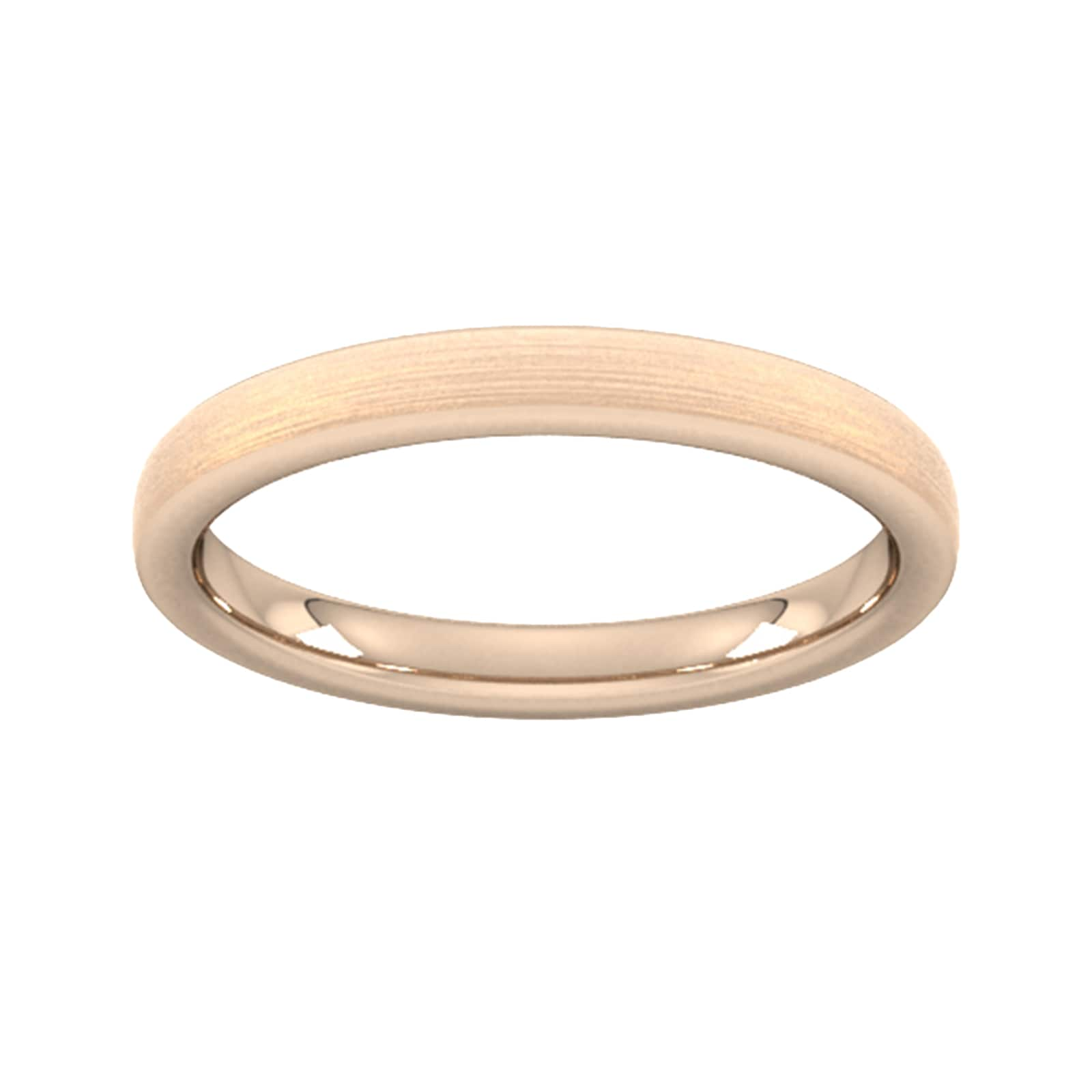 2.5mm D Shape Heavy Polished Chamfered Edges With Matt Centre Wedding Ring In 9 Carat Rose Gold - Ring Size N