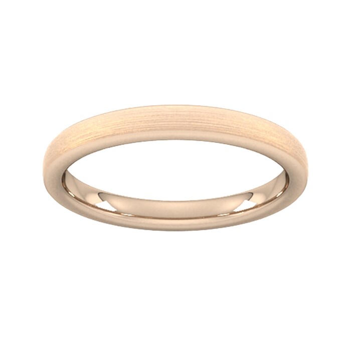 Goldsmiths 2.5mm D Shape Heavy Polished Chamfered Edges With Matt Centre Wedding Ring In 9 Carat Rose Gold