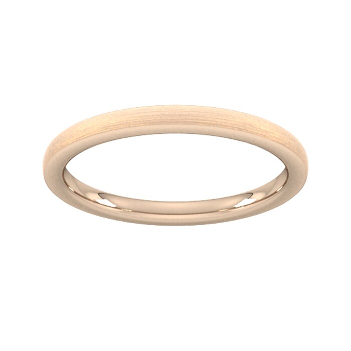 Goldsmiths 2mm D Shape Standard Polished Chamfered Edges With Matt Centre Wedding Ring In 18 Carat Rose Gold - Ring Size K