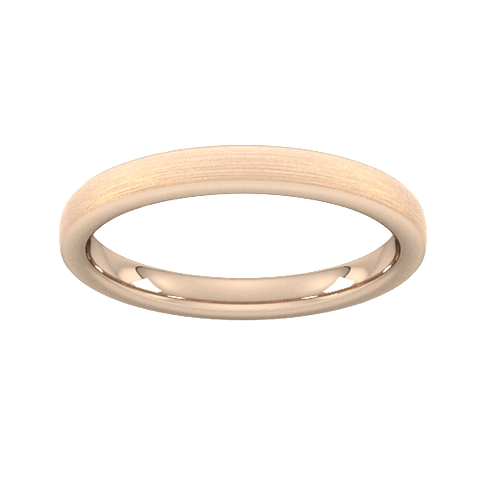 Goldsmiths 2.5mm D Shape Standard Polished Chamfered Edges With Matt Centre Wedding Ring In 18 Carat Rose Gold Goldsmiths 2.5mm D Shape Standard Polished Chamfered Edges With Matt Centre Wedding Ring In 18 Carat Rose Gold