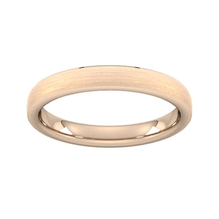 Goldsmiths 3mm D Shape Standard Polished Chamfered Edges With Matt Centre Wedding Ring In 18 Carat Rose Gold