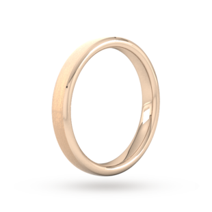 Goldsmiths 3mm D Shape Standard Polished Chamfered Edges With Matt Centre Wedding Ring In 18 Carat Rose Gold