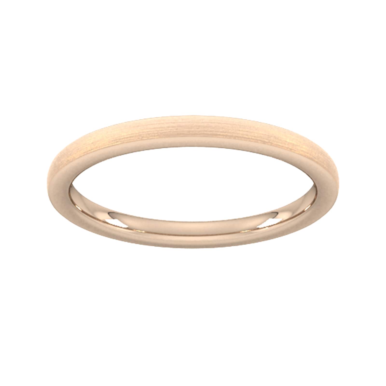 Goldsmiths 2mm D Shape Heavy Polished Chamfered Edges With Matt Centre Wedding Ring In 18 Carat Rose Gold