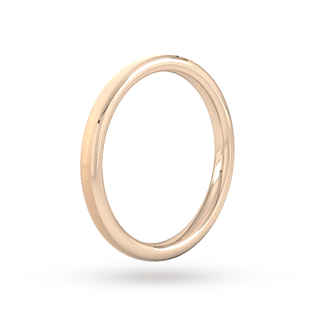Goldsmiths 2mm D Shape Heavy Polished Chamfered Edges With Matt Centre Wedding Ring In 18 Carat Rose Gold