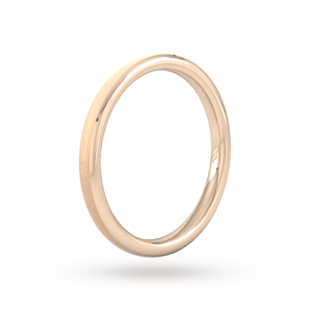 Goldsmiths 2mm D Shape Heavy Polished Chamfered Edges With Matt Centre Wedding Ring In 18 Carat Rose Gold