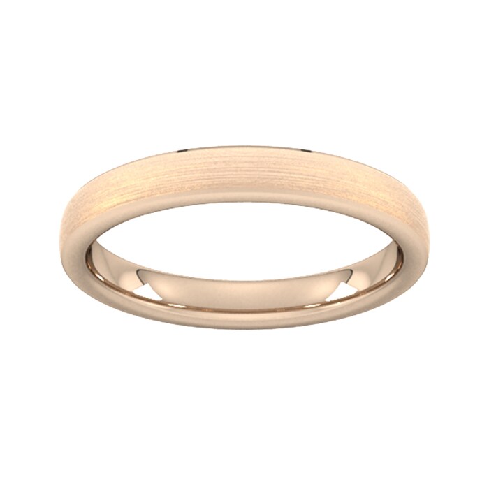 Goldsmiths 3mm D Shape Heavy Polished Chamfered Edges With Matt Centre Wedding Ring In 18 Carat Rose Gold - Ring Size O
