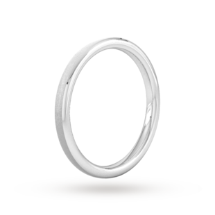 Goldsmiths 2mm D Shape Heavy Polished Chamfered Edges With Matt Centre Wedding Ring In Platinum
