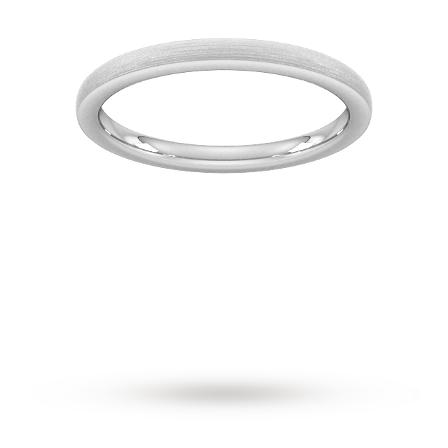 Goldsmiths 2mm D Shape Heavy Polished Chamfered Edges With Matt Centre Wedding Ring In 950  Palladium