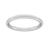 Goldsmiths 2mm Slight Court Extra Heavy Matt Centre With Grooves Wedding Ring In 9 Carat White Gold - Ring Size K