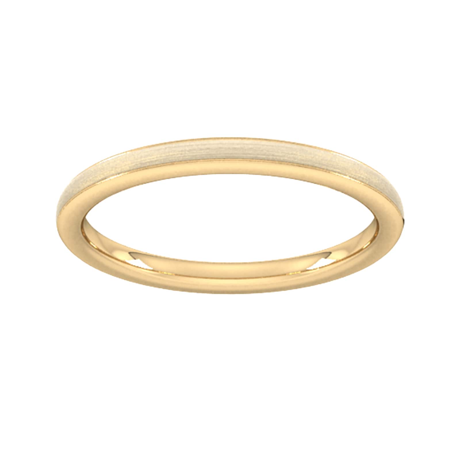 2mm Slight Court Heavy Matt Centre With Grooves Wedding Ring In 9 Carat Yellow Gold - Ring Size N