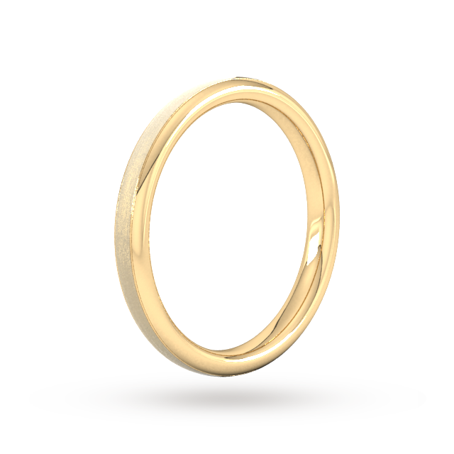 Goldsmiths 2.5mm Slight Court Heavy Matt Centre With Grooves Wedding Ring In 9 Carat Yellow Gold - Ring Size K