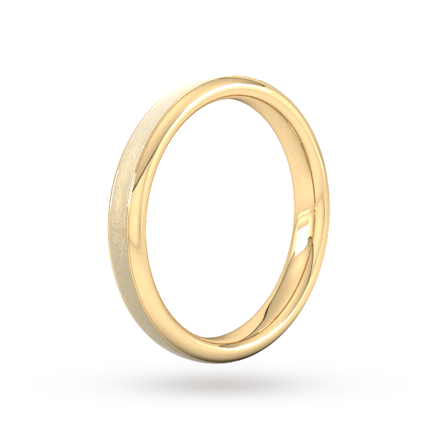 Goldsmiths 3mm Slight Court Extra Heavy Matt Centre With Grooves Wedding Ring In 9 Carat Yellow Gold - Ring Size I