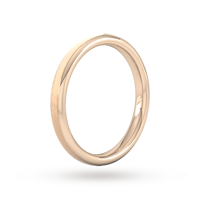 Goldsmiths 2.5mm Slight Court Standard Matt Centre With Grooves Wedding Ring In 9 Carat Rose Gold