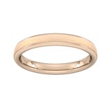 Goldsmiths 3mm Slight Court Heavy Matt Centre With Grooves Wedding Ring In 9 Carat Rose Gold - Ring Size K