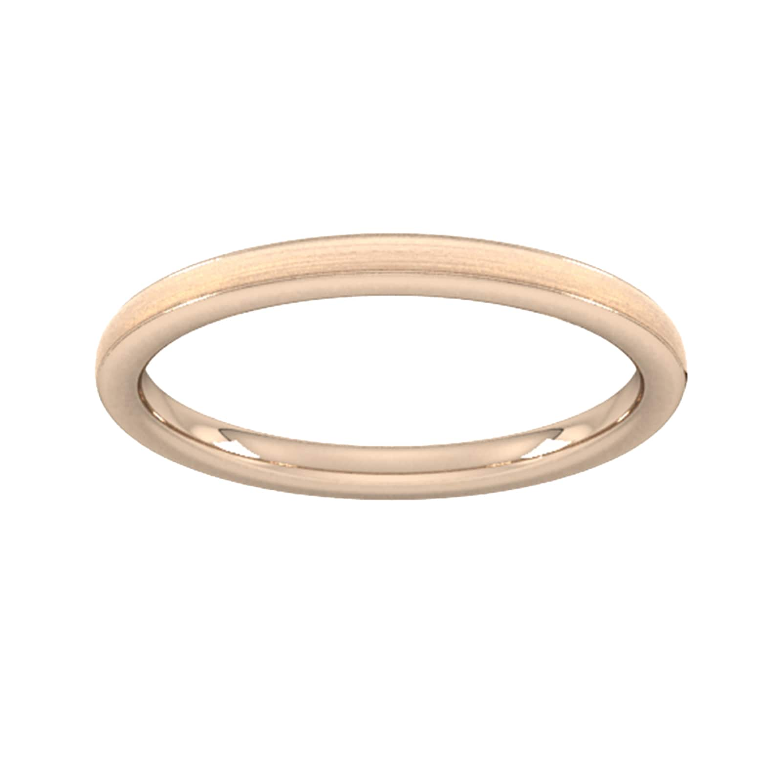 2mm Slight Court Extra Heavy Matt Centre With Grooves Wedding Ring In 9 Carat Rose Gold - Ring Size H