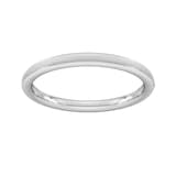 Goldsmiths 2mm Slight Court Extra Heavy Matt Centre With Grooves Wedding Ring In 18 Carat White Gold - Ring Size K