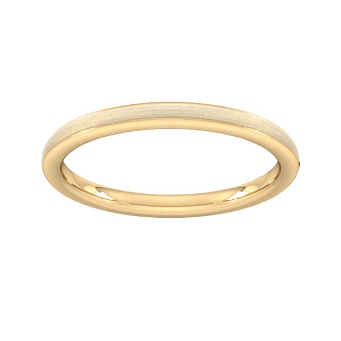 Goldsmiths 2mm Slight Court Heavy Matt Centre With Grooves Wedding Ring In 18 Carat Yellow Gold - Ring Size Y