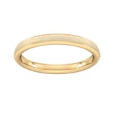 Goldsmiths 2.5mm Slight Court Heavy Matt Centre With Grooves Wedding Ring In 18 Carat Yellow Gold - Ring Size K