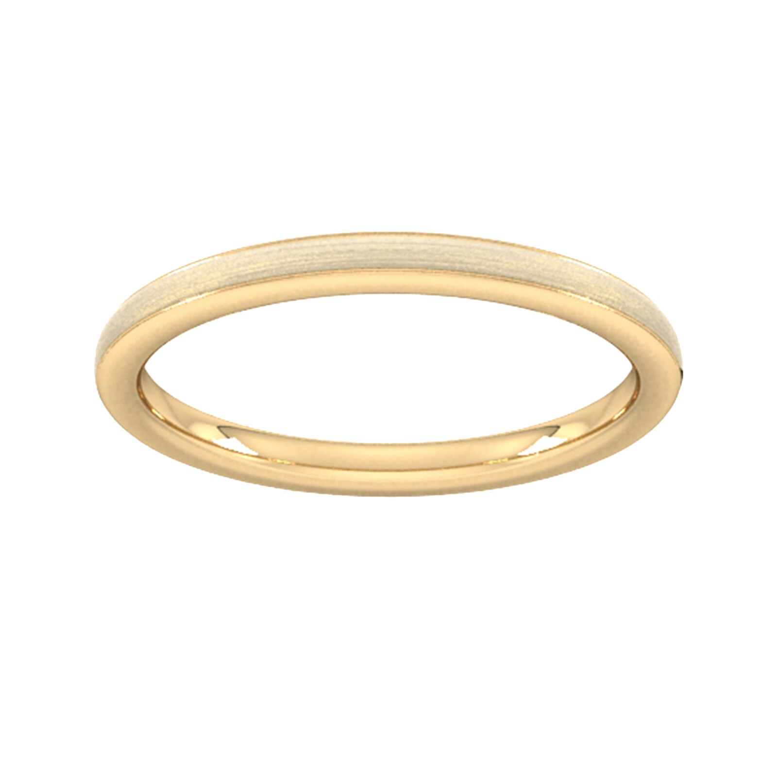 2mm Slight Court Extra Heavy Matt Centre With Grooves Wedding Ring In 18 Carat Yellow Gold - Ring Size W