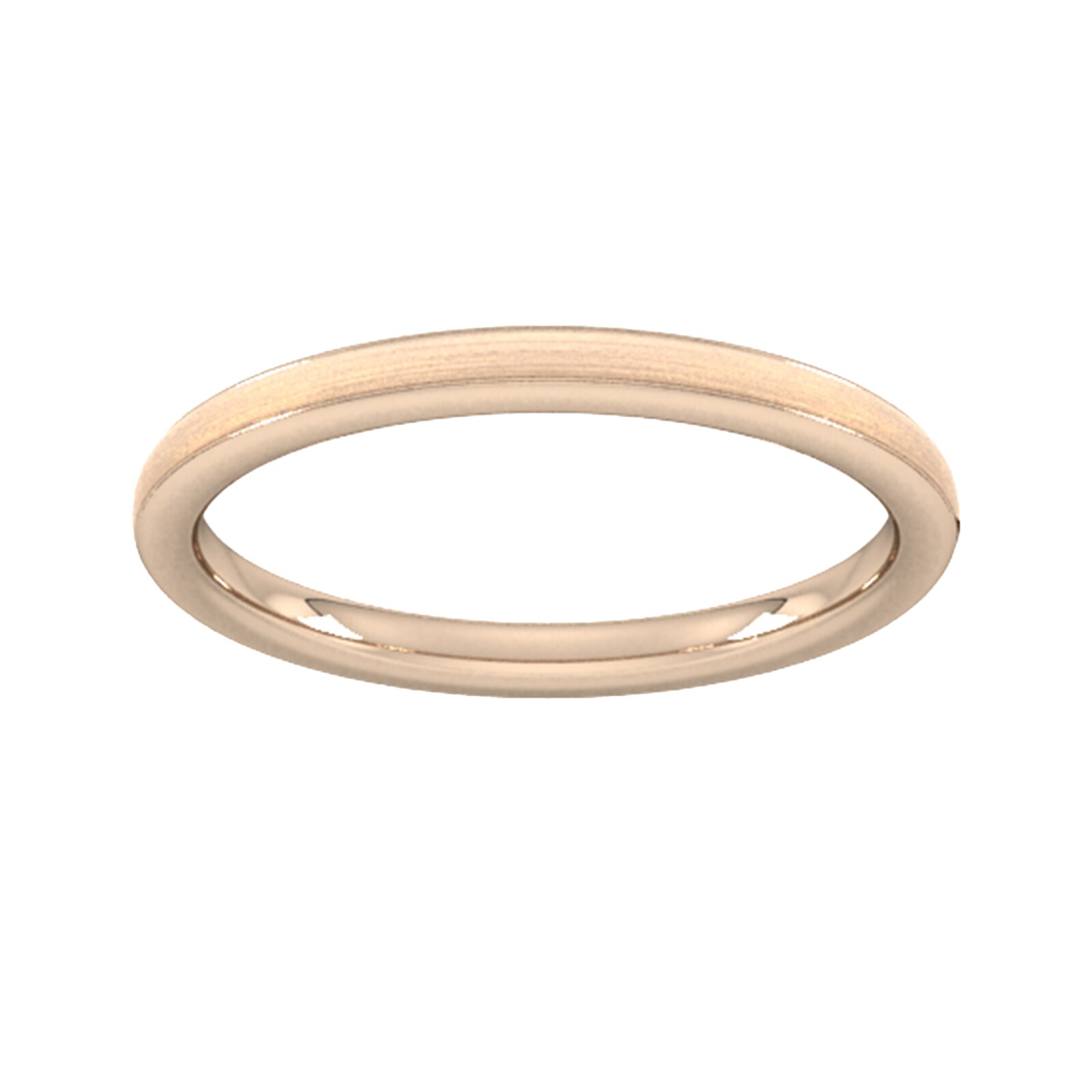 Goldsmiths 2mm Slight Court Extra Heavy Matt Centre With Grooves Wedding Ring In 18 Carat Rose Gold