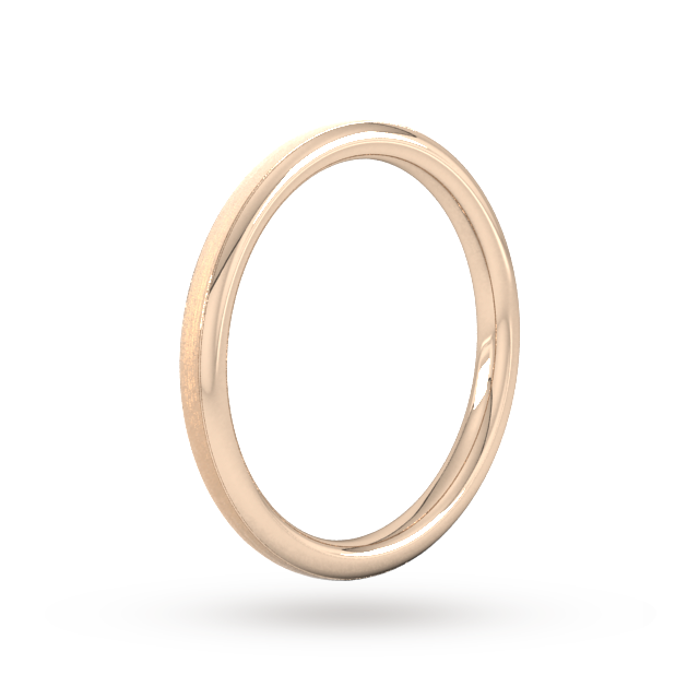 Goldsmiths 2mm Slight Court Extra Heavy Matt Centre With Grooves Wedding Ring In 18 Carat Rose Gold