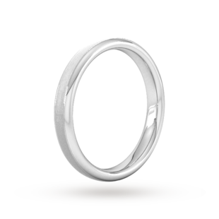 Goldsmiths 3mm Slight Court Heavy Matt Centre With Grooves Wedding Ring In Platinum