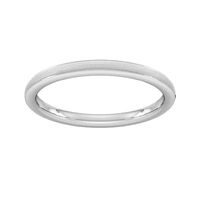 Goldsmiths 2mm Slight Court Heavy Matt Centre With Grooves Wedding Ring In 950 Palladium - Ring Size P