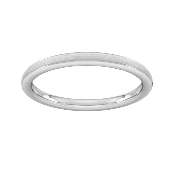 Goldsmiths 2mm Slight Court Heavy Matt Centre With Grooves Wedding Ring In 950  Palladium - Ring Size P