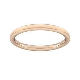 Goldsmiths 2mm Flat Court Heavy Matt Centre With Grooves Wedding Ring In 9 Carat Rose Gold