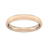Goldsmiths 3mm Flat Court Heavy Matt Centre With Grooves Wedding Ring In 9 Carat Rose Gold - Ring Size K