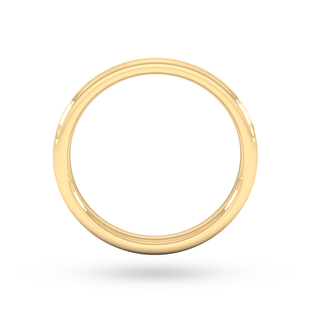 Goldsmiths 2.5mm Flat Court Heavy Matt Centre With Grooves Wedding Ring In 18 Carat Yellow Gold