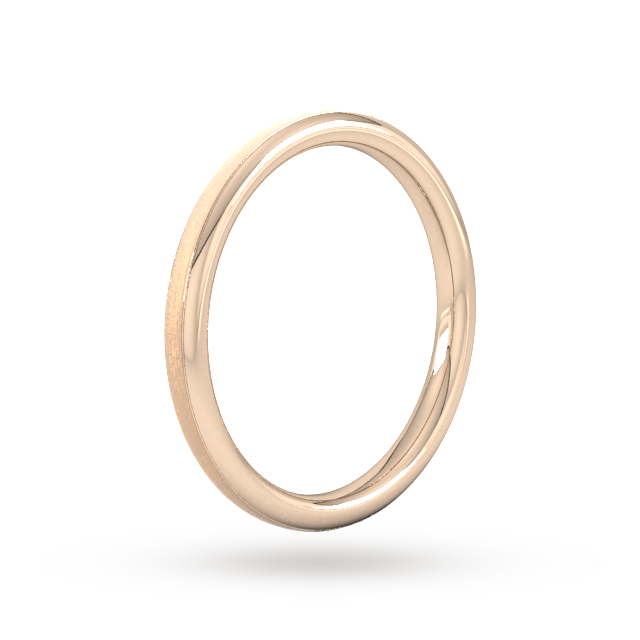 Goldsmiths 2mm Flat Court Heavy Matt Centre With Grooves Wedding Ring In 18 Carat Rose Gold - Ring Size K