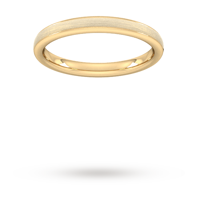 2.5mm Traditional Court Standard Matt Centre With Grooves Wedding Ring In 9 Carat Yellow Gold - Ring Size M