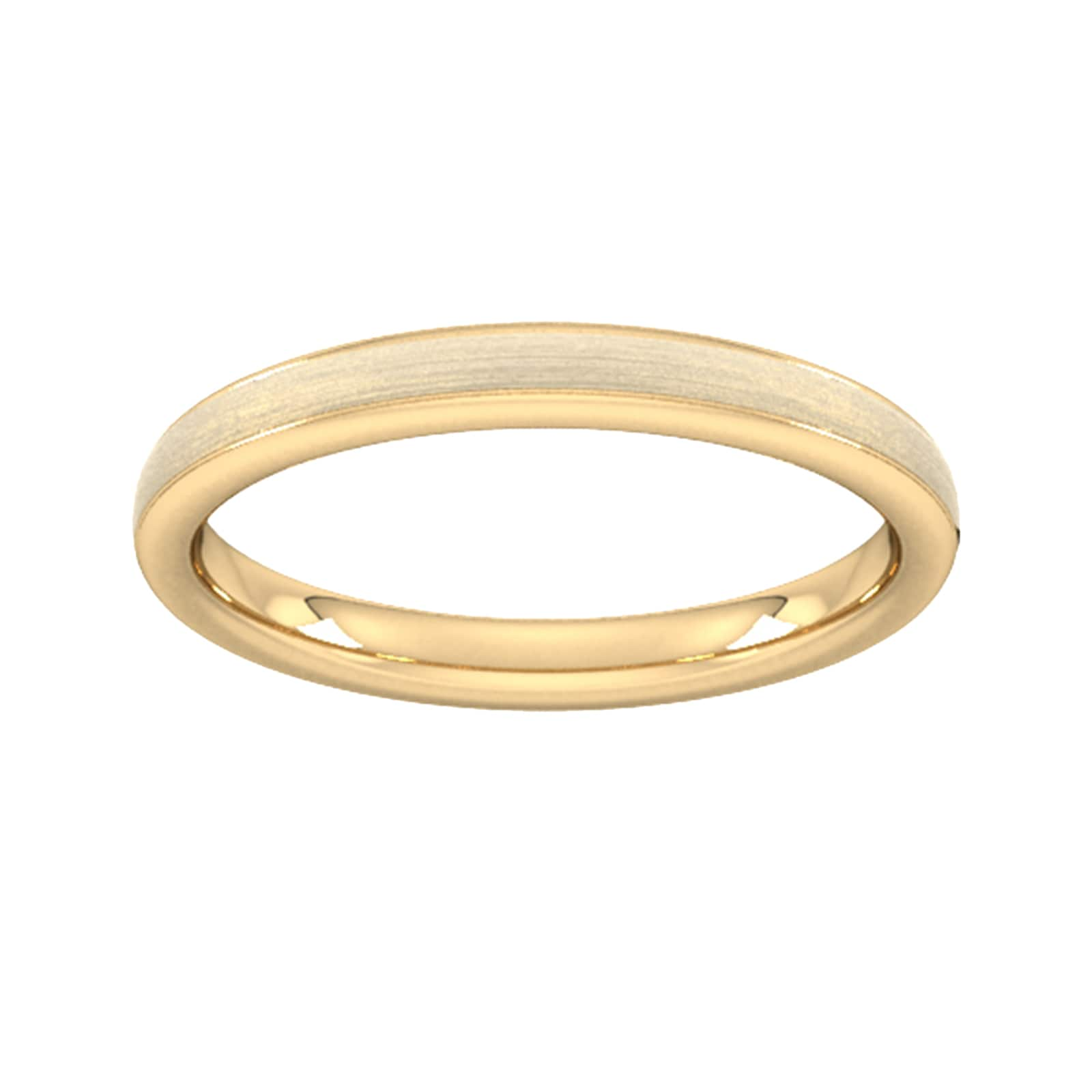 2.5mm Traditional Court Heavy Matt Centre With Grooves Wedding Ring In 9 Carat Yellow Gold - Ring Size T